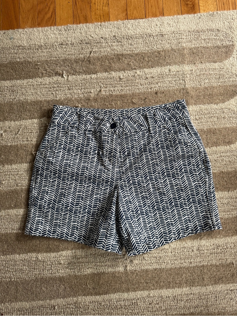 Vineyard Vines Navy and White Chevron Print Bermuda Shorts